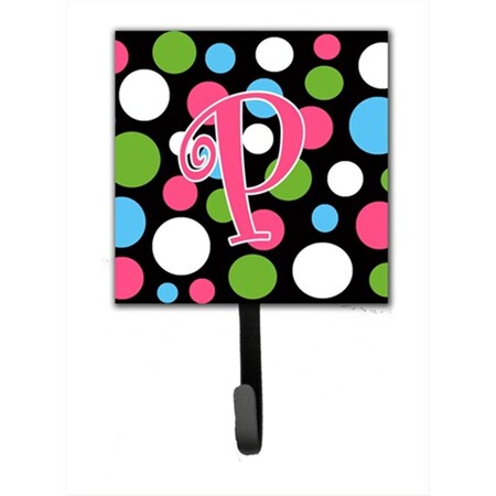 Carolines Treasures 4.25 x 6 in. Letter P Initial Monogram Polkadots and Pink Leash Or Key Hook CJ1038-PSH4